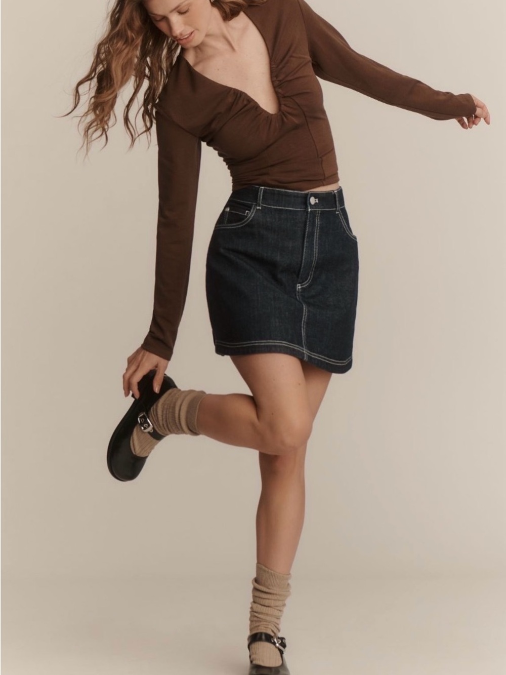 Pilcro Denim Bow Mini Skirt